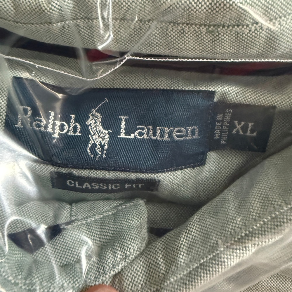 Ralph Lauren Mens XL Sage Green Oxford Flesh Pony Classic Fit Button Down Shirt - Picture 5 of 13